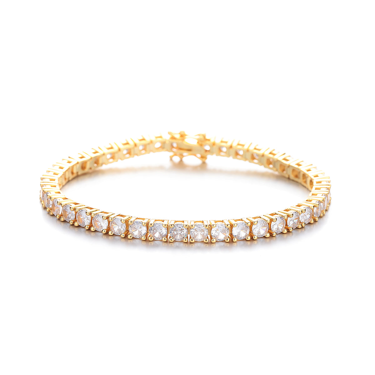 Gold Simulated Diamond Tennis Bracelet - Gallery 3