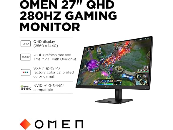 HP OMEN 27" QHD 280Hz Gaming Monitor