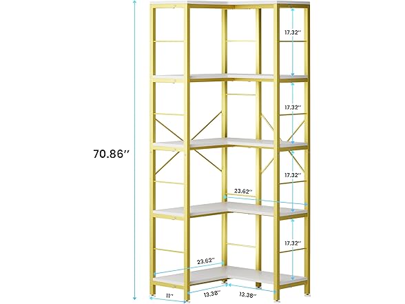 Gujiam 5-Tier Corner Bookshelf