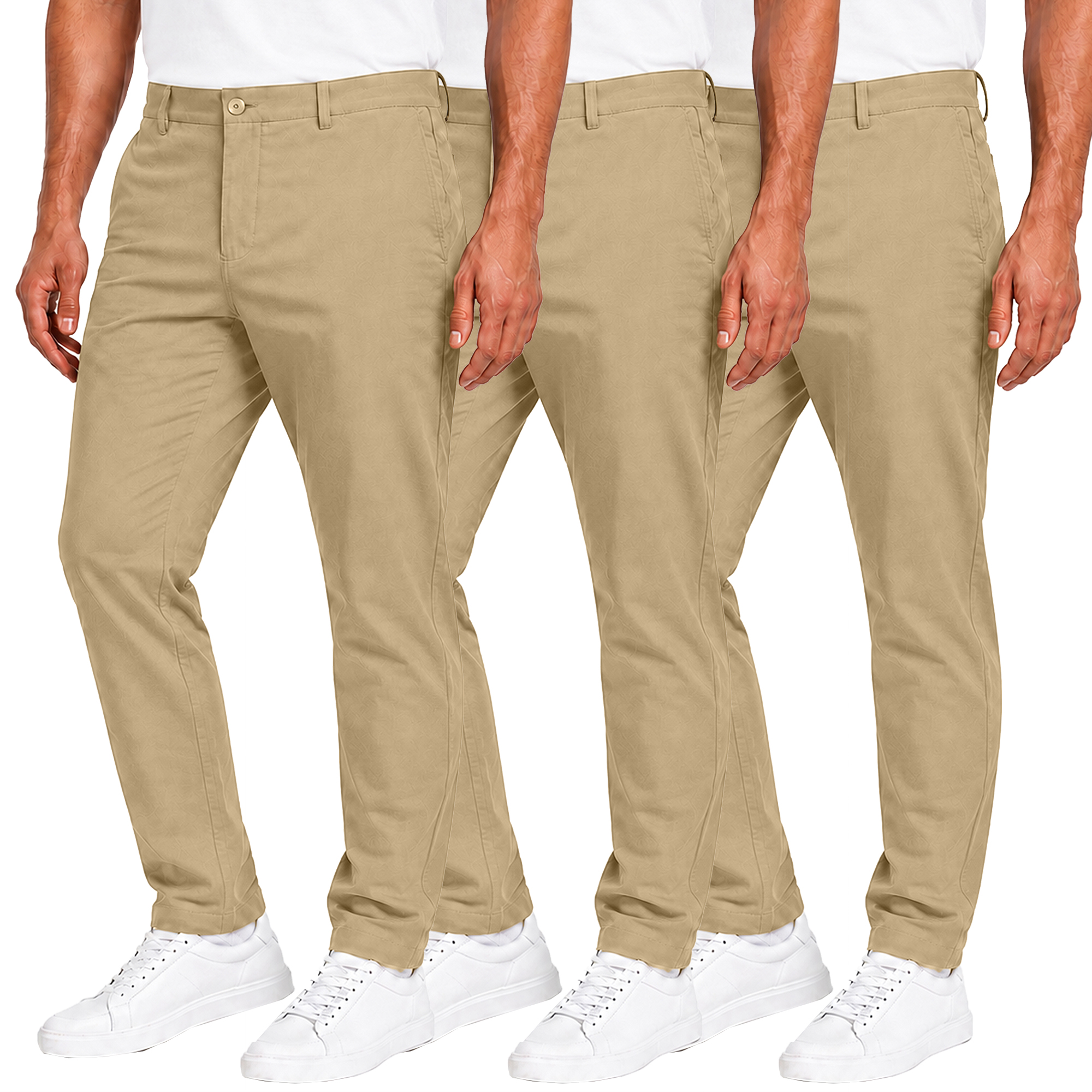 3Pk Mens Super Stretch Chino Pants - Gallery 36