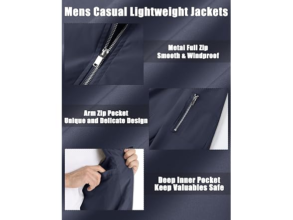 Crysully Men (L) Bomber Jacket Lightweight Coats