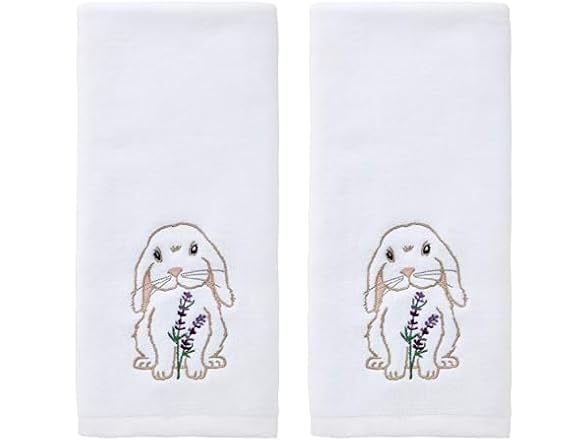 SKL Home Easter Bunny Lop 100% Cotton Embroidered 2pc