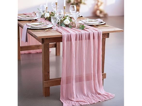 Fun Express 70" x 30" Blush Gauze Table Runner