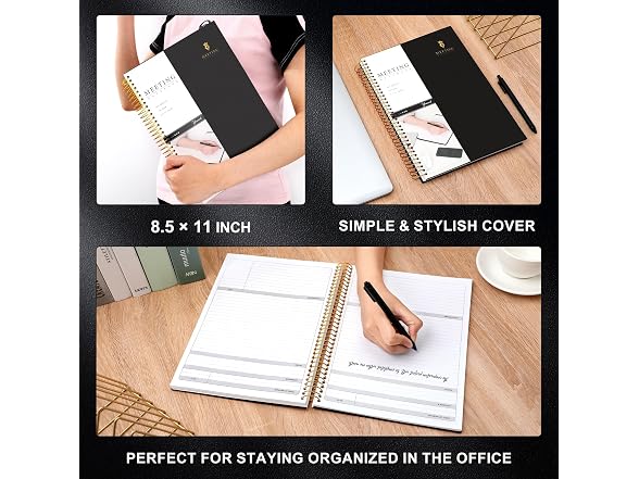 Meeting Notebook for Work with Action Items Hardcover