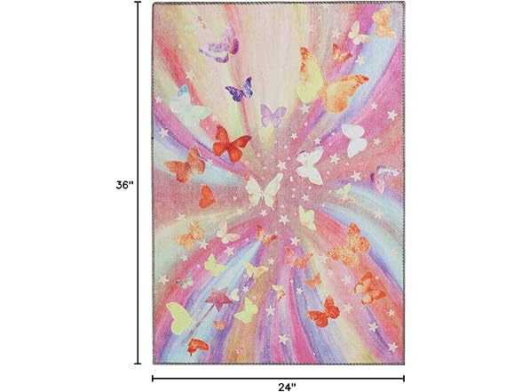 Superior 2'x3' Butterfly Non-Slip Kids Rug