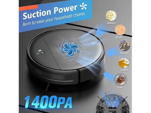 MAMNV,Robot Vacuum and Mop Combo,WiFi/Bluetooth/Alexa,2-in-1 Robot with Schedule,Robotic Vacuum Cleaner with Self-Charging,Mopping Robot Vacuum,Slim,Idea for Hard Floor,Pet Hair and Carpet Blue (Open Box)