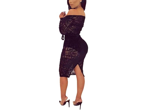 Echoine Women (L) Sexy Off Shoulder Bodysuit Dress