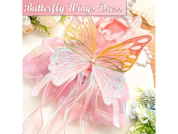 BAMY Butterfly Wings Dog Dress,Summer Cat Sk