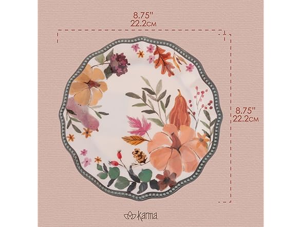 Karma, 8.75 inches Melamine Salad Plates Set of 4, Autumnal Spice