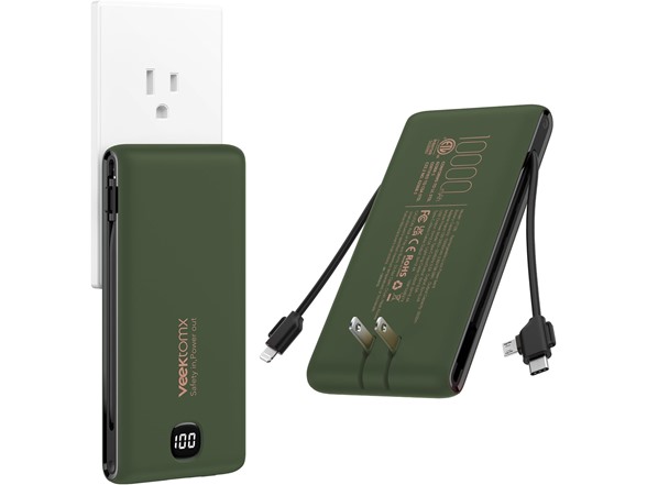 VEEKTOMX 10000mAh Power Bank Cables- Choose Color
