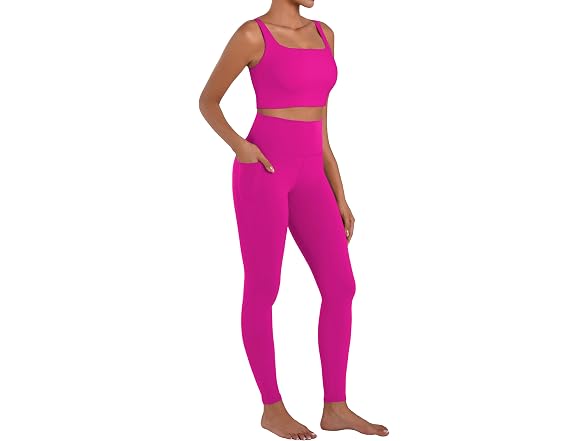 Sunzel Womens Leggings 25in M Hot Pink W/Pockets