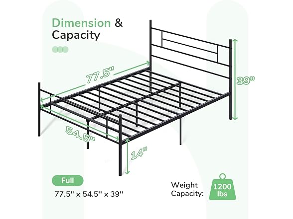 Novilla Metal Full Size Bed Frame with Headboard and Footboard