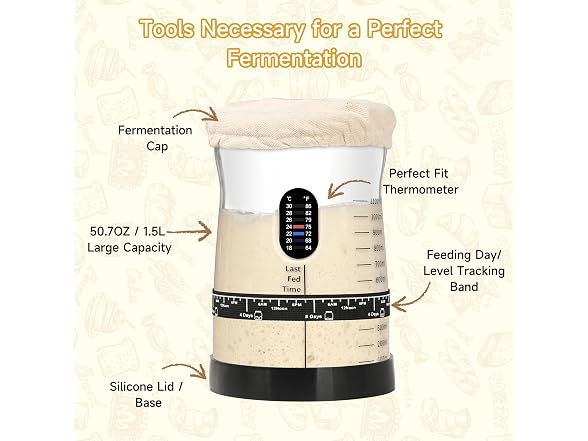 Sourdough Starter Jar Kit,50oz Wide