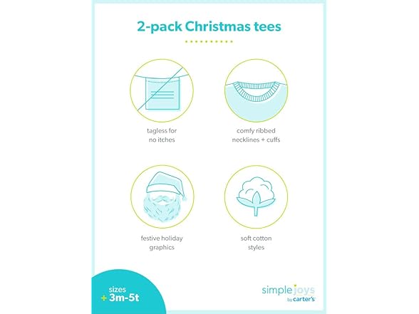 Simple Joys Christmas Tees (3-6M)