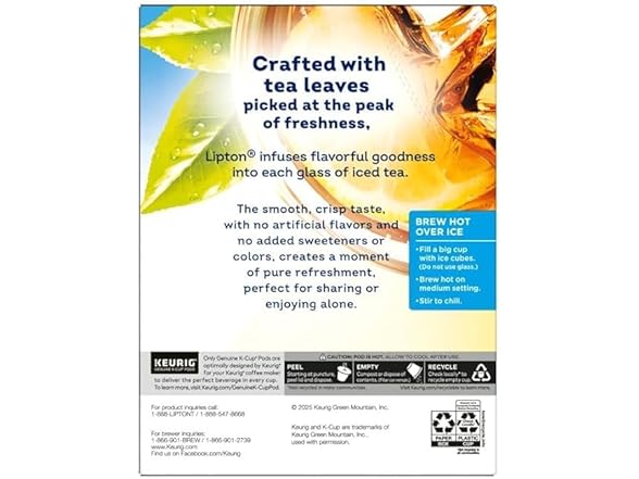 Lipton Unsweetened Black Iced Tea K-Cups 24-Pack