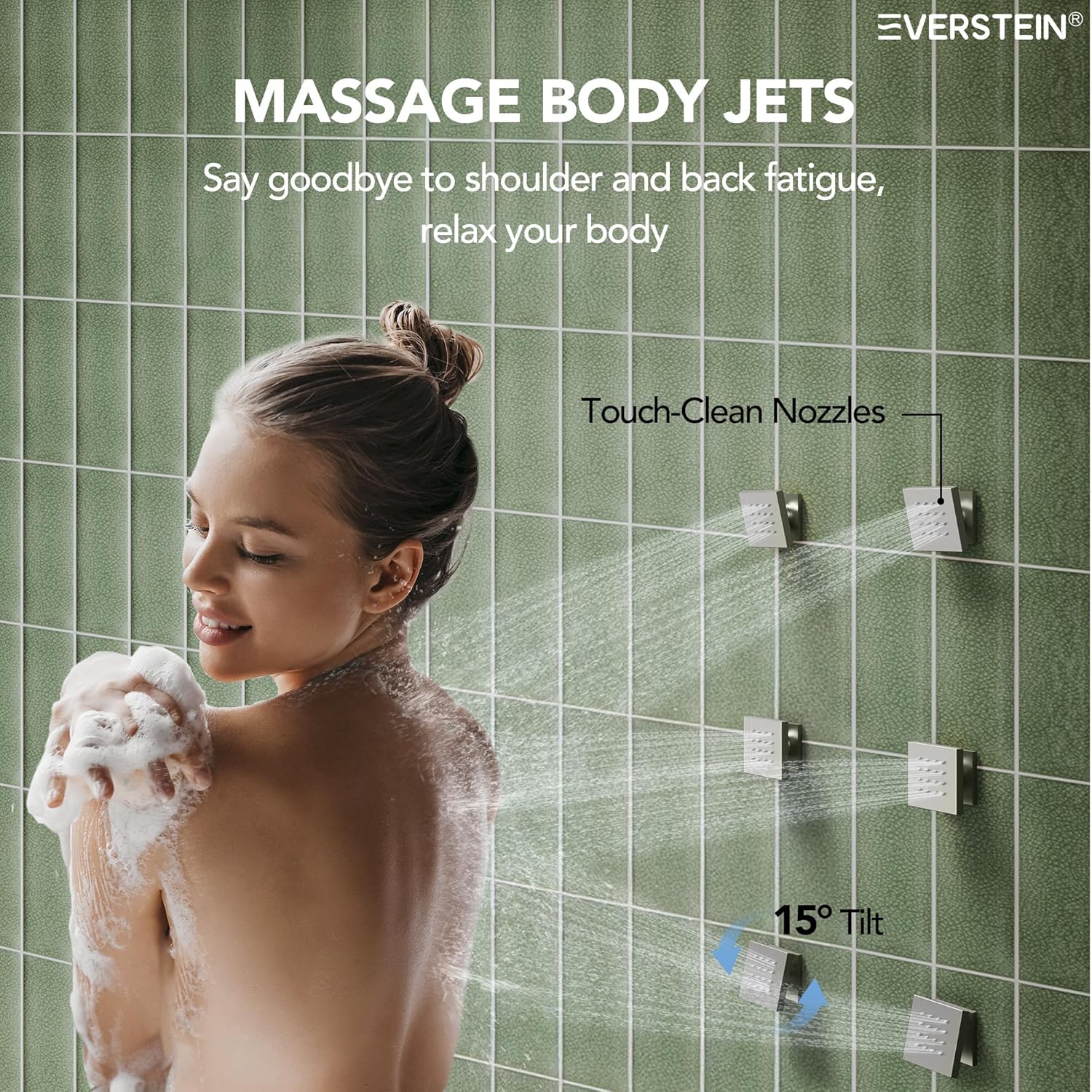 EVERSTEIN SFS-1014-NK12 12" Brushed Nickel Shower System - Gallery 16