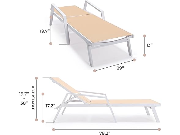 LeisureMod MLAW-77LBR Marlin Chaise Lounge Light Brown