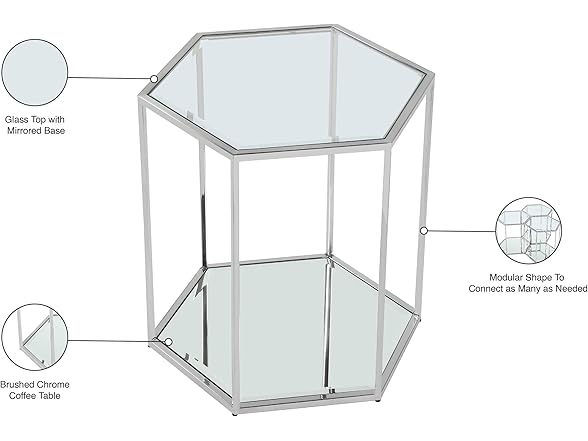 Sei Chrome Glass & Steel End/Side Table