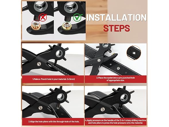 PHIRAH 2 in 1 Leather Hole Punch