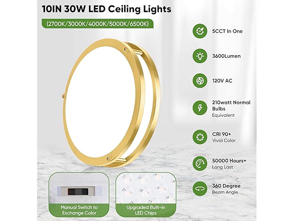 10 Inch LED Flush Mount Ceiling Light, 1Pk
