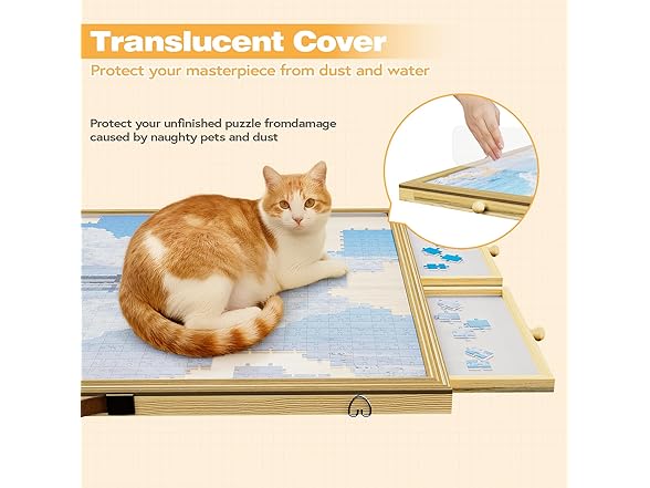 1500 Pcs Portable Jigsaw Puzzle Board with 4 Drawers and Cover, Adjustable Puzzle Table, Frame for Wall Art Display 33.3"x24.2" (Open Box)