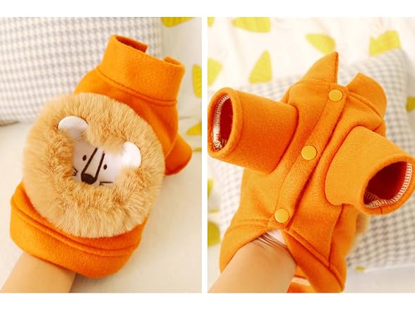 Pet Costume Plush Lion Pattern Winter Pet Ho
