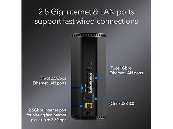 NETGEAR RS300-100NAR Nighthawk RS300 Tri-Band WiFi 7 Router, Wireless Speed Up to 9.3 Gbps, Covers Up to 2500 Sq. Ft., Black - Certified Refurbished (Open Box)
