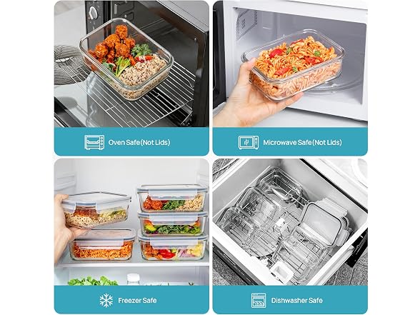 Vtopmart Grey 5 Pack 30oz Glass Containers W/ Lids