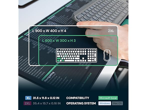 Excel Shortcuts Mouse Pad (XL Size)