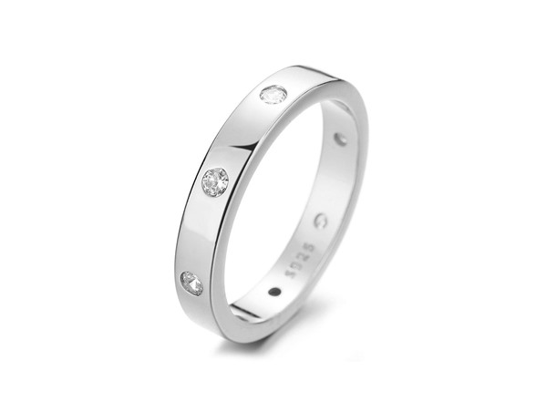 14K White Gold Plated thick Band Ring