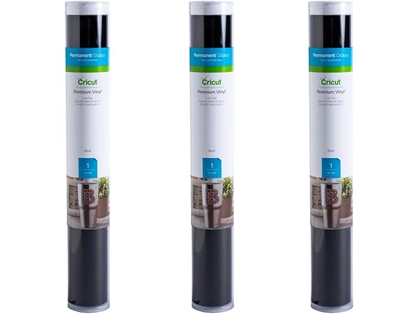 Cricut Premium Permanent Vinyl, 12ft - Black 3Pk