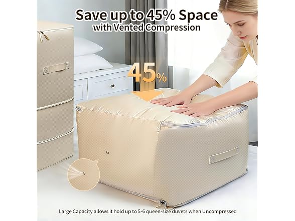 2 Pack Space Saving Comforter Storage Bag with Handle