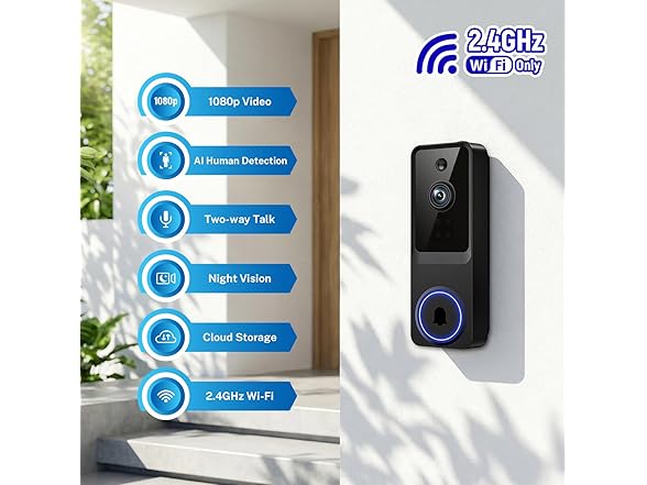 ElioVana 1080P Wireless Home Security Doorbell