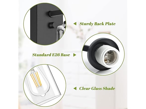 VerRon 2-Pack Wall Sconce, Black