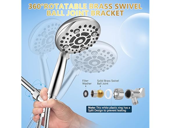 DAKINGS 6 Spray Modes Handheld Showerhead Set
