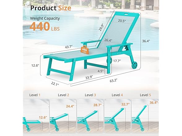 4 Set Aruba Blue Outdoor Lounge Chair