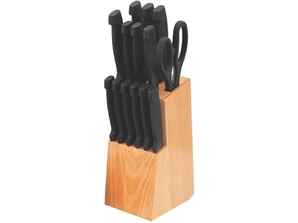 Home Basics 15-Piece Knife Set with Wood Block