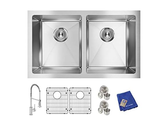 Elkay Crosstown 16 G SS Equal Double Bowl Sink Kit w Faucet