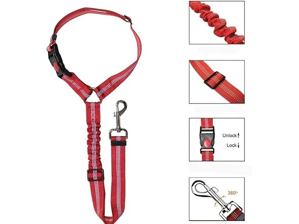 (2 Pack) 3-in-1 Pet Dog Cat Seat Belt