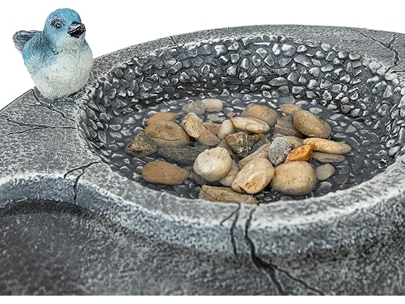 Sunnydaze Resin Bird Bath with Feeder Compartment 27"