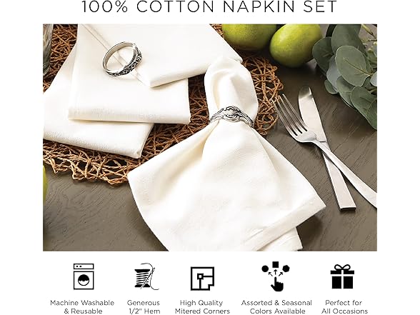 DII Holiday Cloth Square Napkin Set 6Ct VARIES