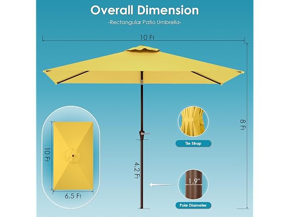 GREENVINES 6.5x10 FT Outdoor-Patio-Umbrella