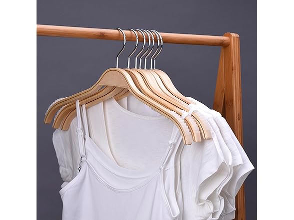  Sleek Wooden Hangers with Non-Slip Rubber Grips,30-Pack