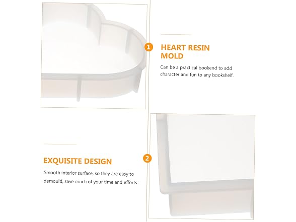 Silicone Heart Mold for Resin Bookends,