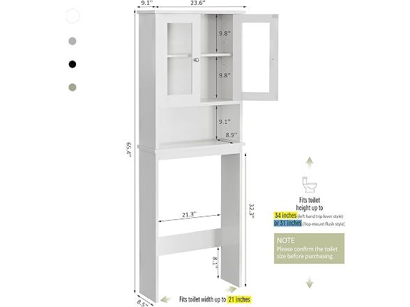 Over The Toilet Storage Cabinet White