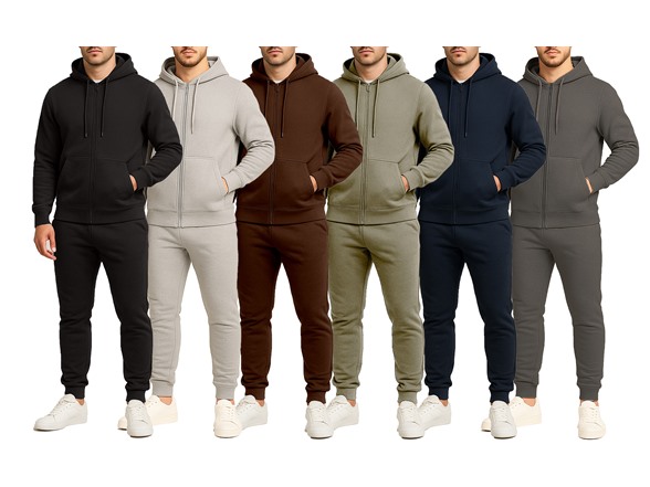 Mens Fleece-Lined Zip Hoodie & Jogger Set