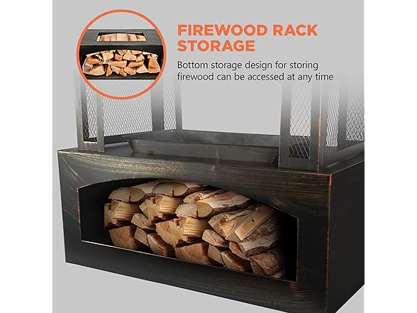 Red Mountain Valley 37" Fire Pits with Wood Storage