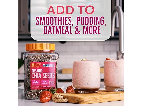 BetterBody Foods Organic Chia Seeds 2 lbs, 32 oz
