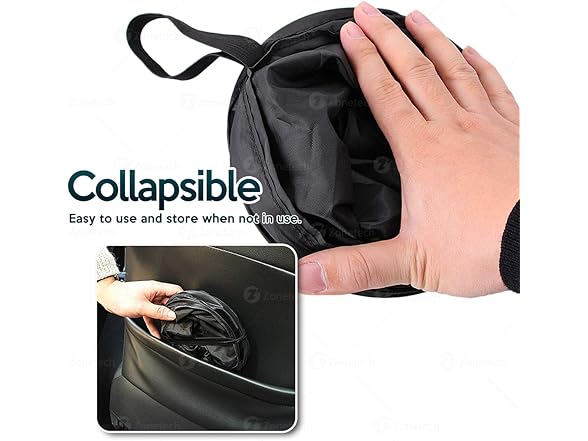 Zone Tech OR0011 Portable Car Trash Can Black