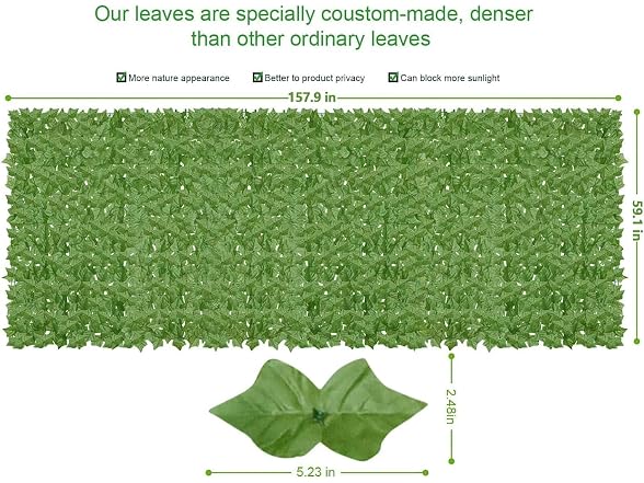 Moeput Artificial Ivy Privacy Fence, 160"x60" - Gallery 3